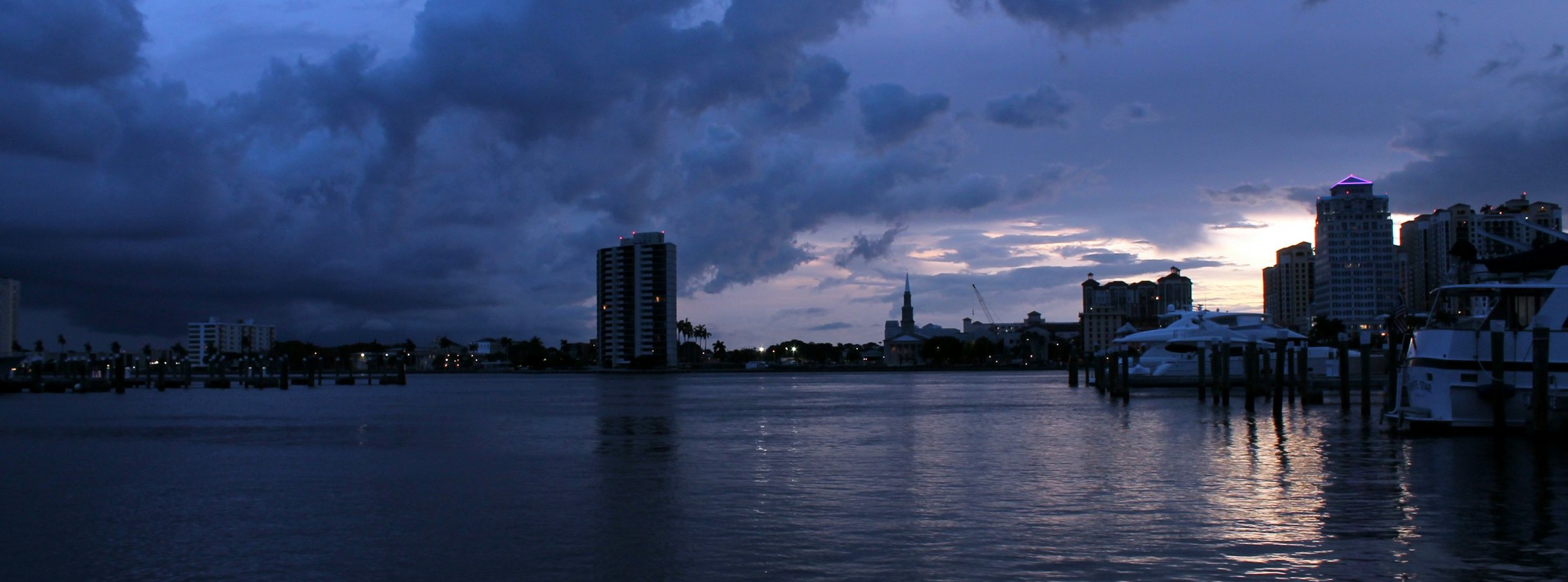Twilight over the West Palm Beach skyline and Intracoastal waterfront